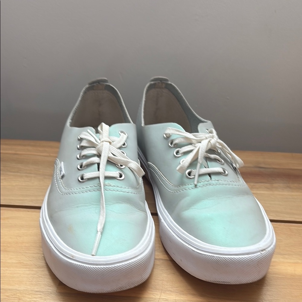 Vans Iridescent Mint Green Leather Sneakers